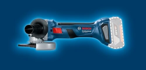 Bosch cordless angle grinder on blue background