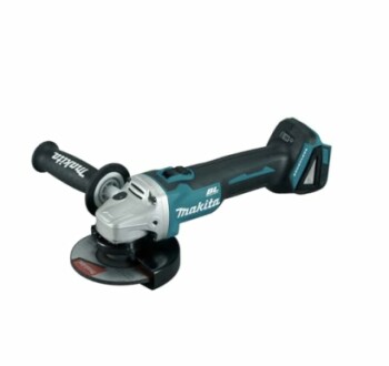 Cordless angle grinder with a handle and disc.