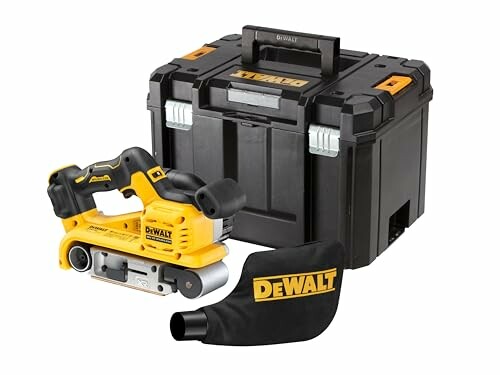 Dewalt belt sander with toolbox and dust bag.