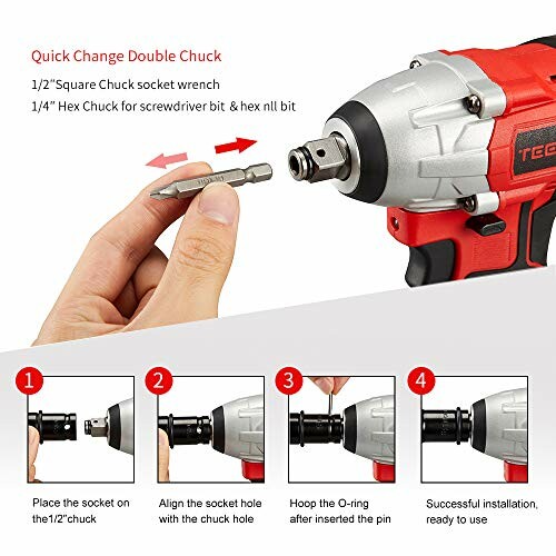 Impact wrench with double chuck and installation steps.