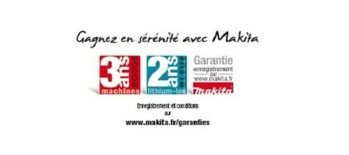 Makita warranty promotion with 3-year and 2-year guarantees.