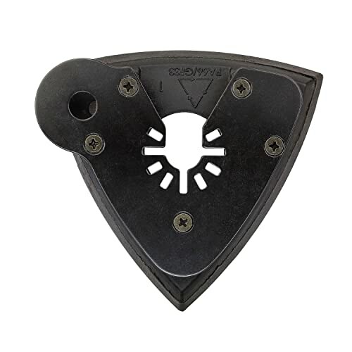 Triangular sanding pad attachment for power tools.